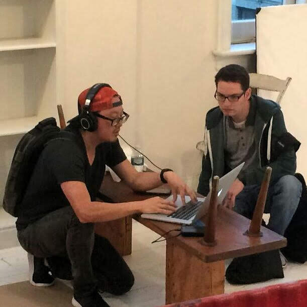 Justin editing on set with director Joseph Kahn
