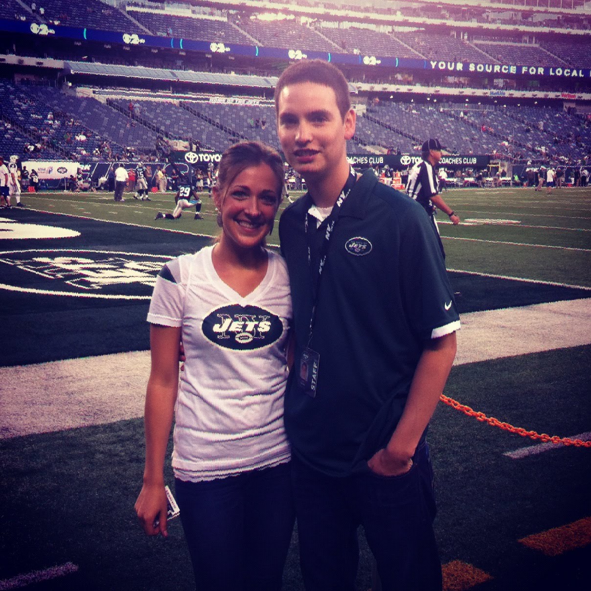 Justin and Steph on the field at MetLife Stadium